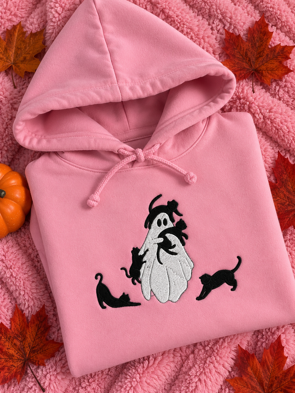 Ghost & Cats – Hanorac Cropped Brodat / Embroidered Cropped Hoodie