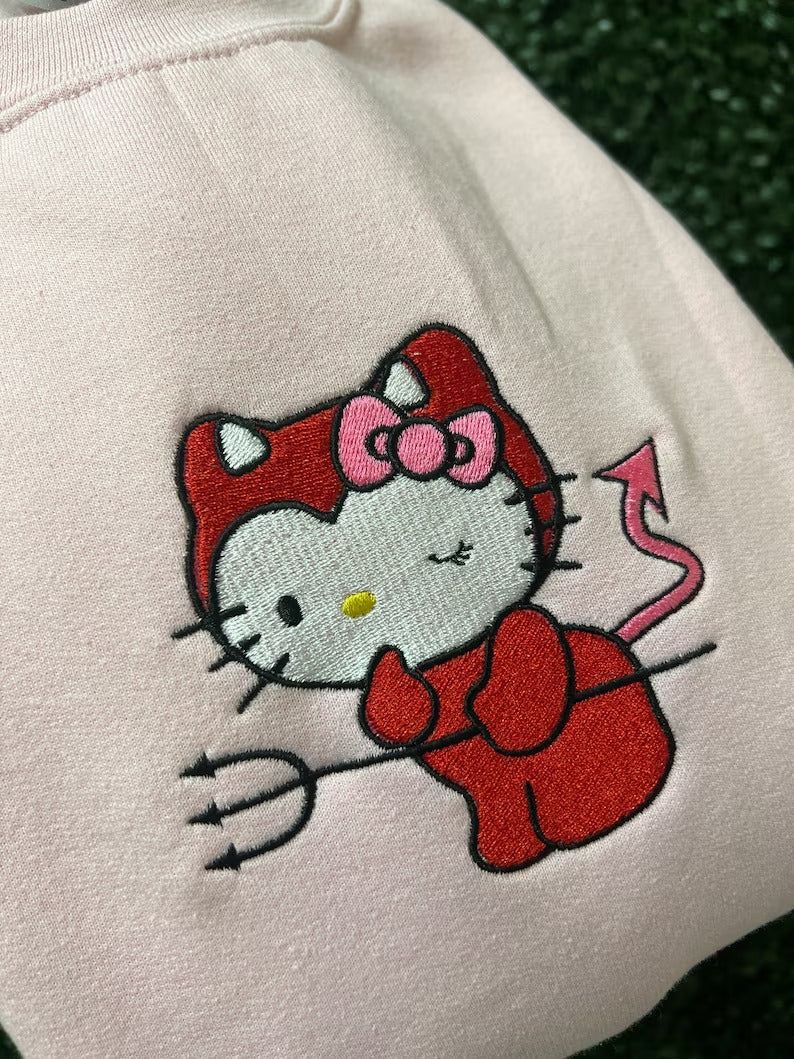 Embroidered Kitty Devil