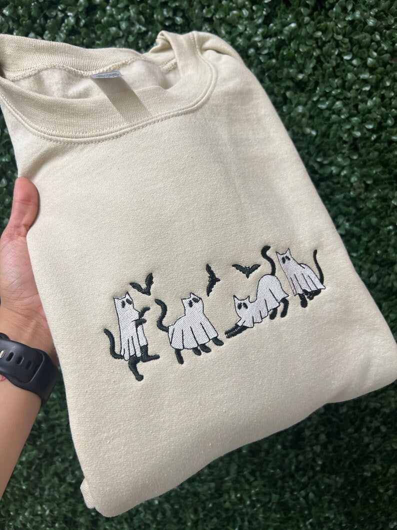 Embroidered Ghost Cat
