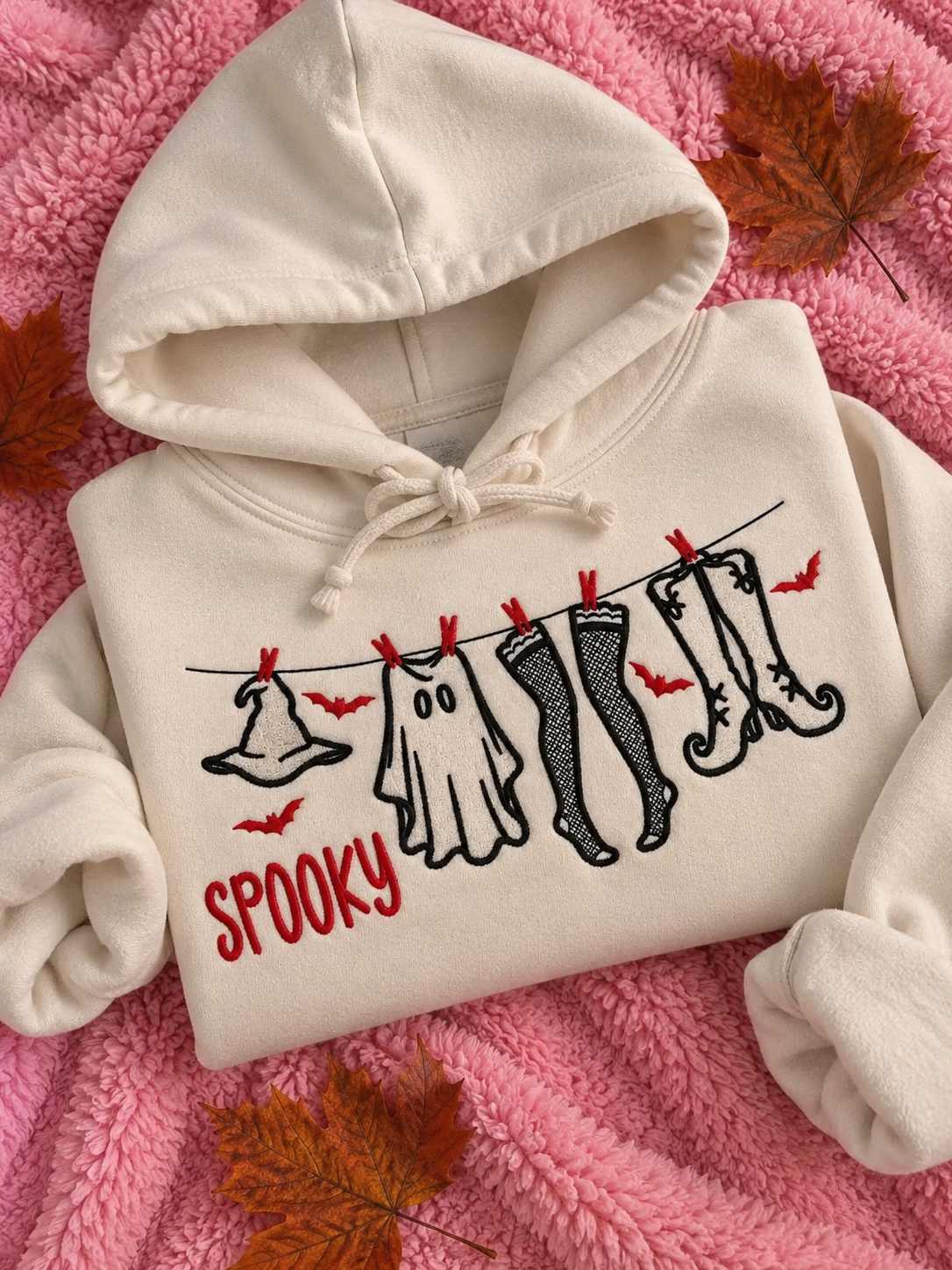 Spooky Laundry – Hanorac Cropped Brodat